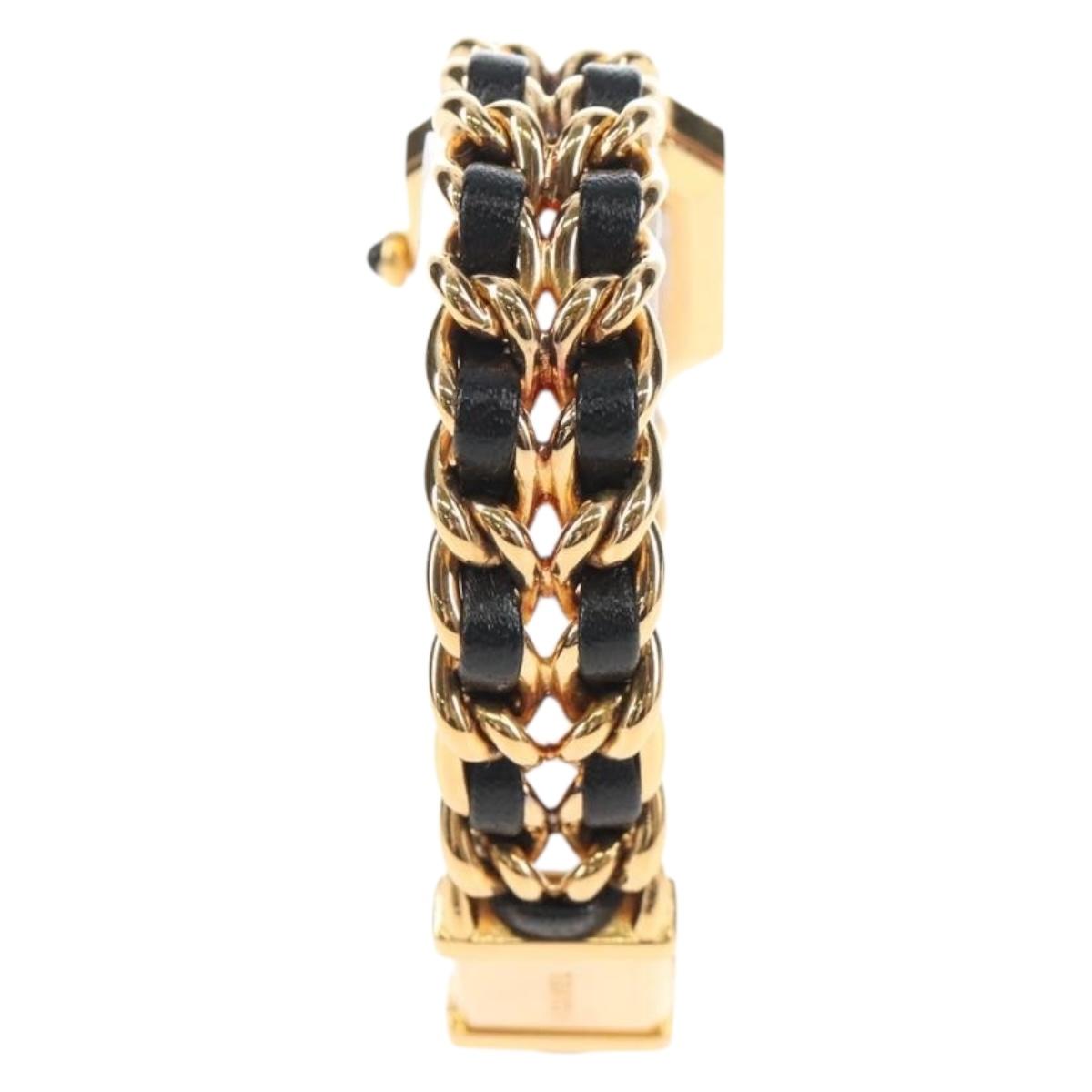 CHANEL Premiere Watches Metal Gold Tone Black CC Auth SW2896SAM