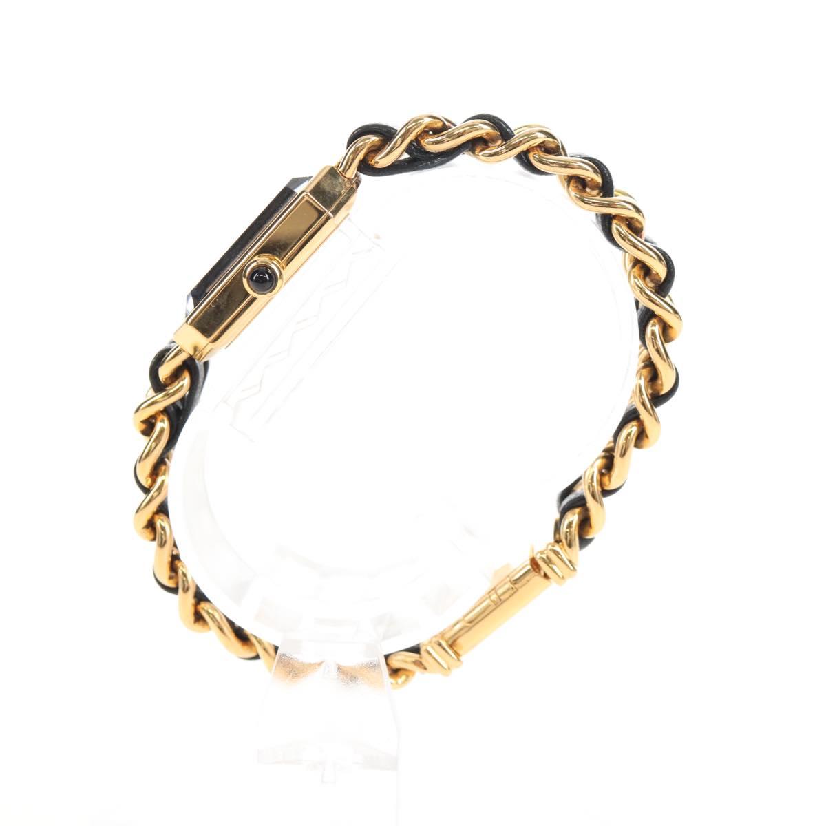 CHANEL Premiere Watches Metal Gold Tone Black CC Auth SW2896SAM