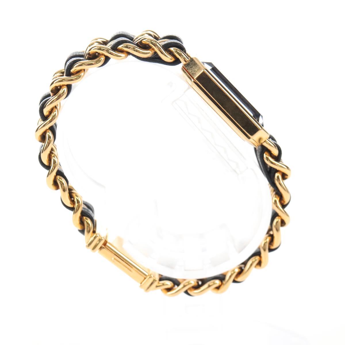 CHANEL Premiere Watches Metal Gold Tone Black CC Auth SW2896SAM