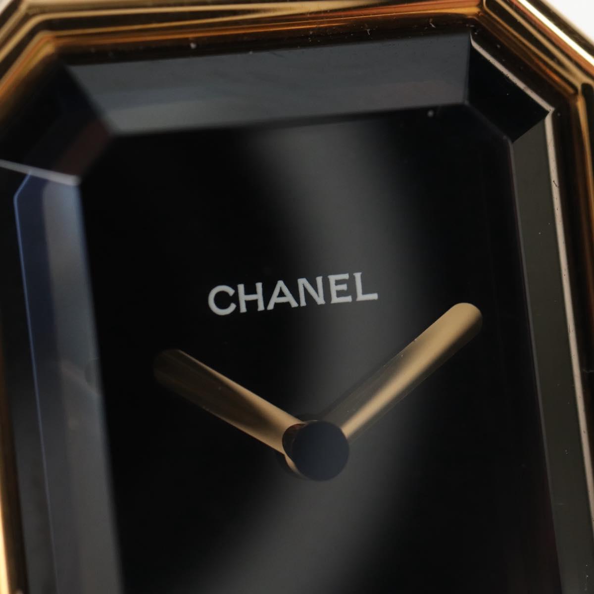 CHANEL Premiere Watches Metal Gold Tone Black CC Auth SW2897SAM
