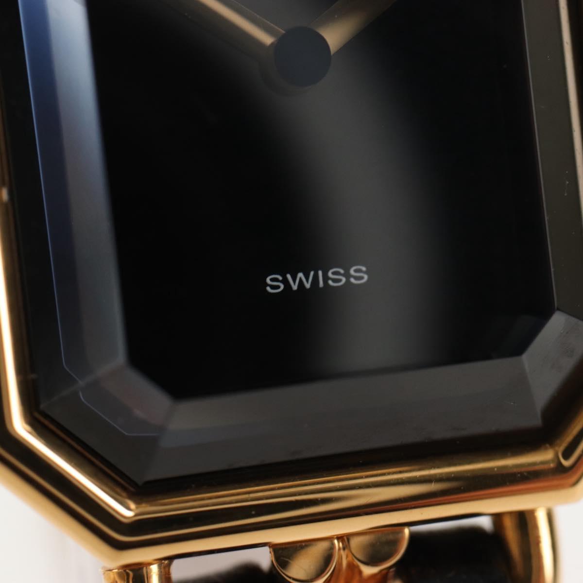 CHANEL Premiere Watches Metal Gold Tone Black CC Auth SW2897SAM