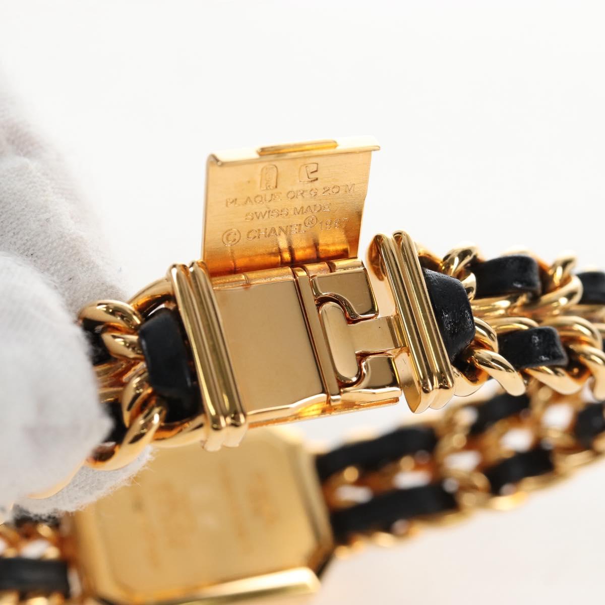 CHANEL Premiere Watches Metal Gold Tone Black CC Auth SW2897SAM