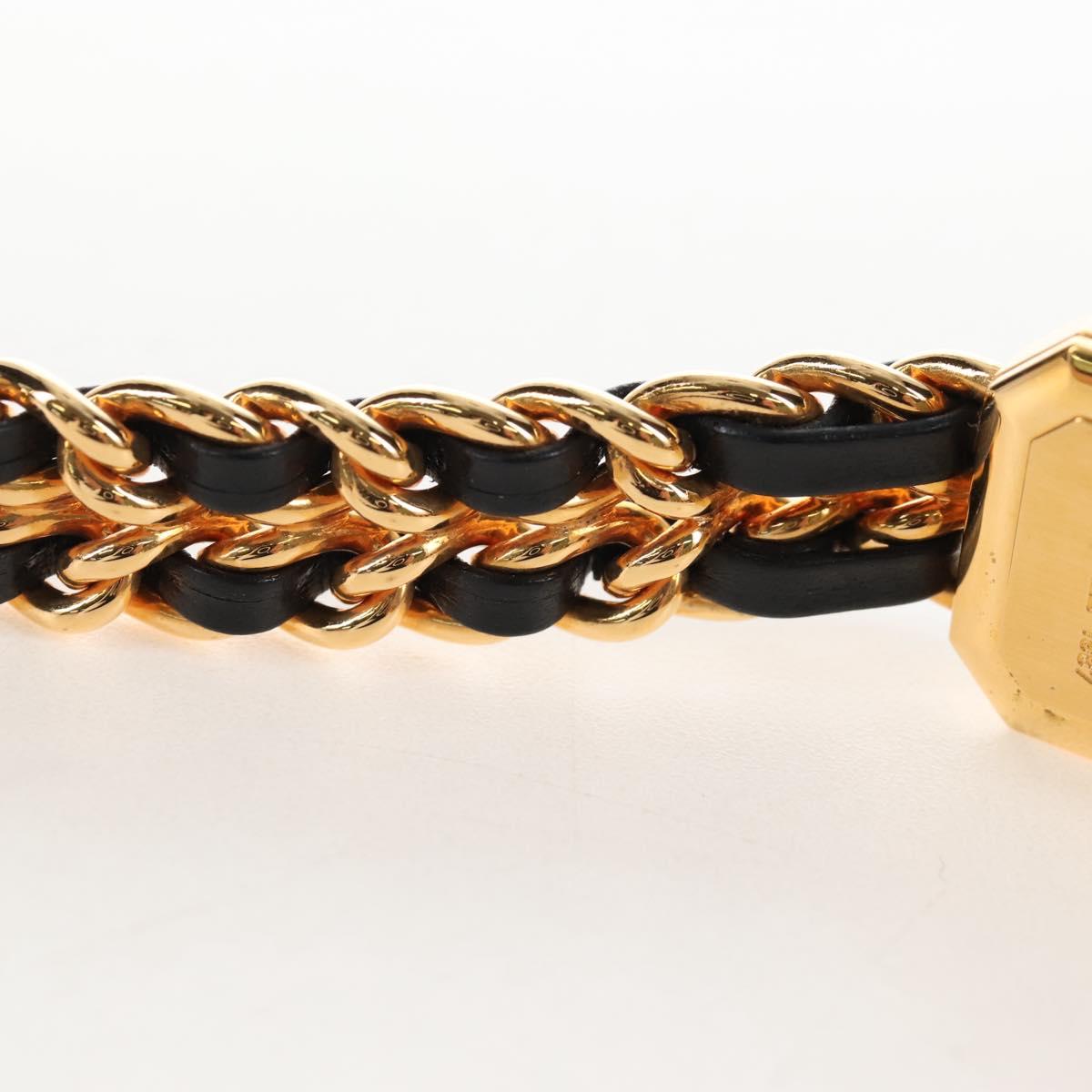 CHANEL Premiere Watches Metal Gold Tone Black CC Auth SW2897SAM