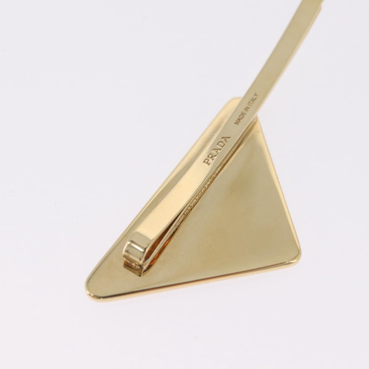 PRADA Barrette Hair Clip Metal Gold Tone Black 1IF051 Auth SW2899M