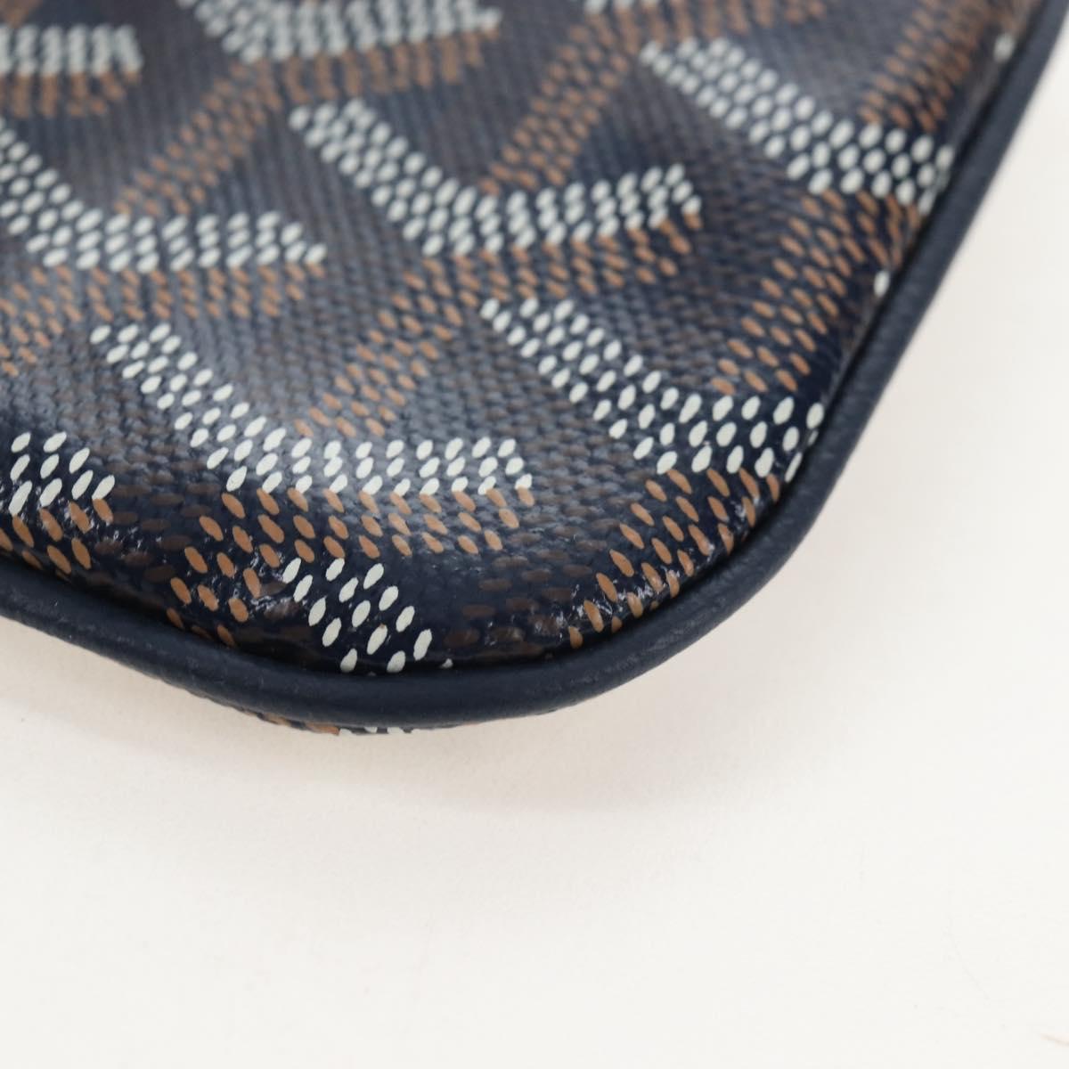 Goyard Herringbone Sena Mini Pouch PVC Leather Navy Auth SW2902SM