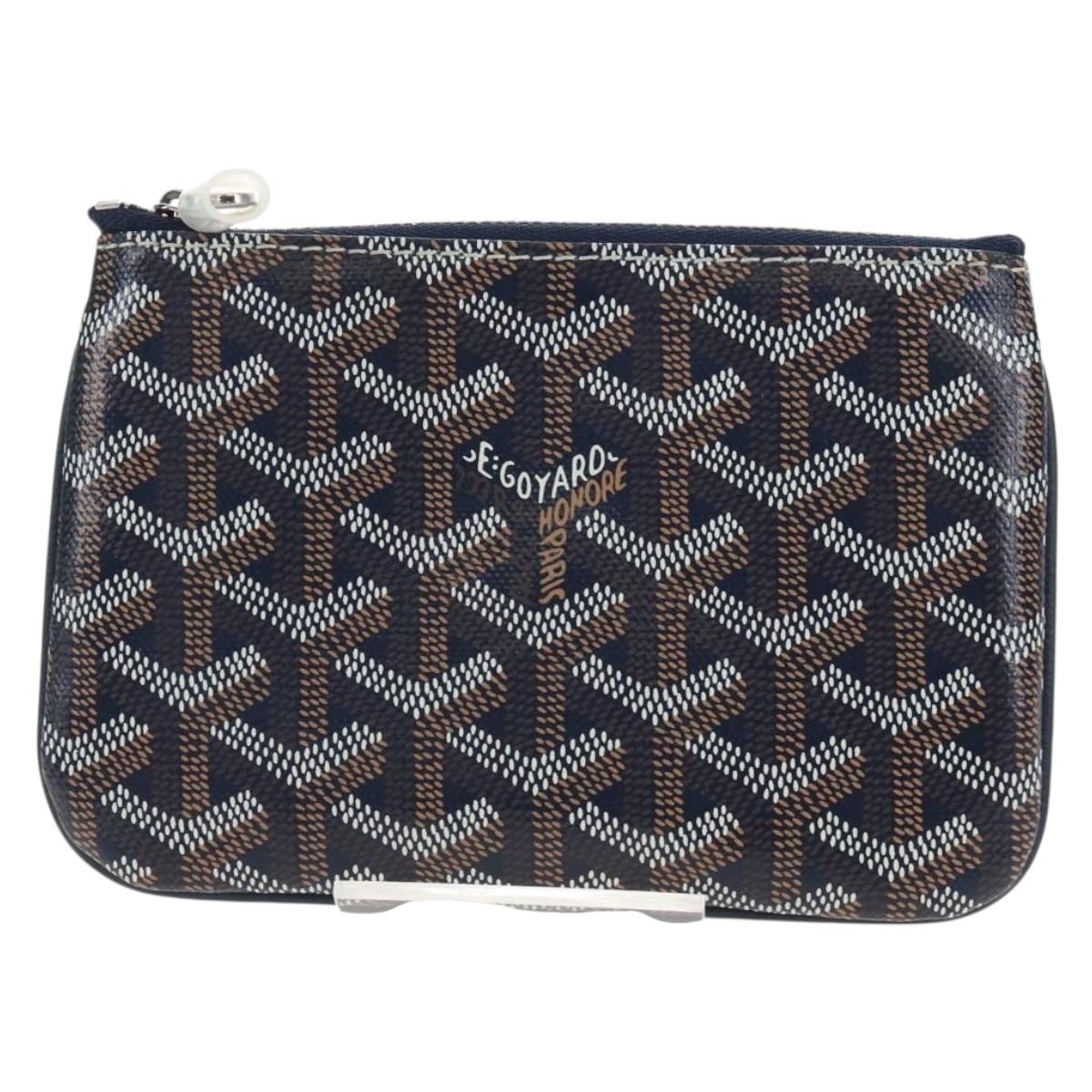 Goyard Herringbone Sena Mini Pouch PVC Leather Navy Auth SW2902SM