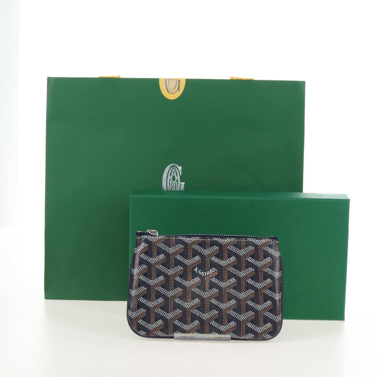 Goyard Herringbone Sena Mini Pouch PVC Leather Navy Auth SW2902SM