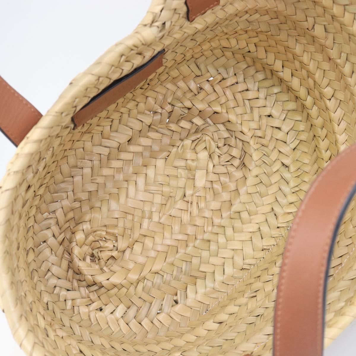 LOEWE Ghibli Soot Sprites Basket Small Hand Bag Raffia Beige Black Auth SW2904SM