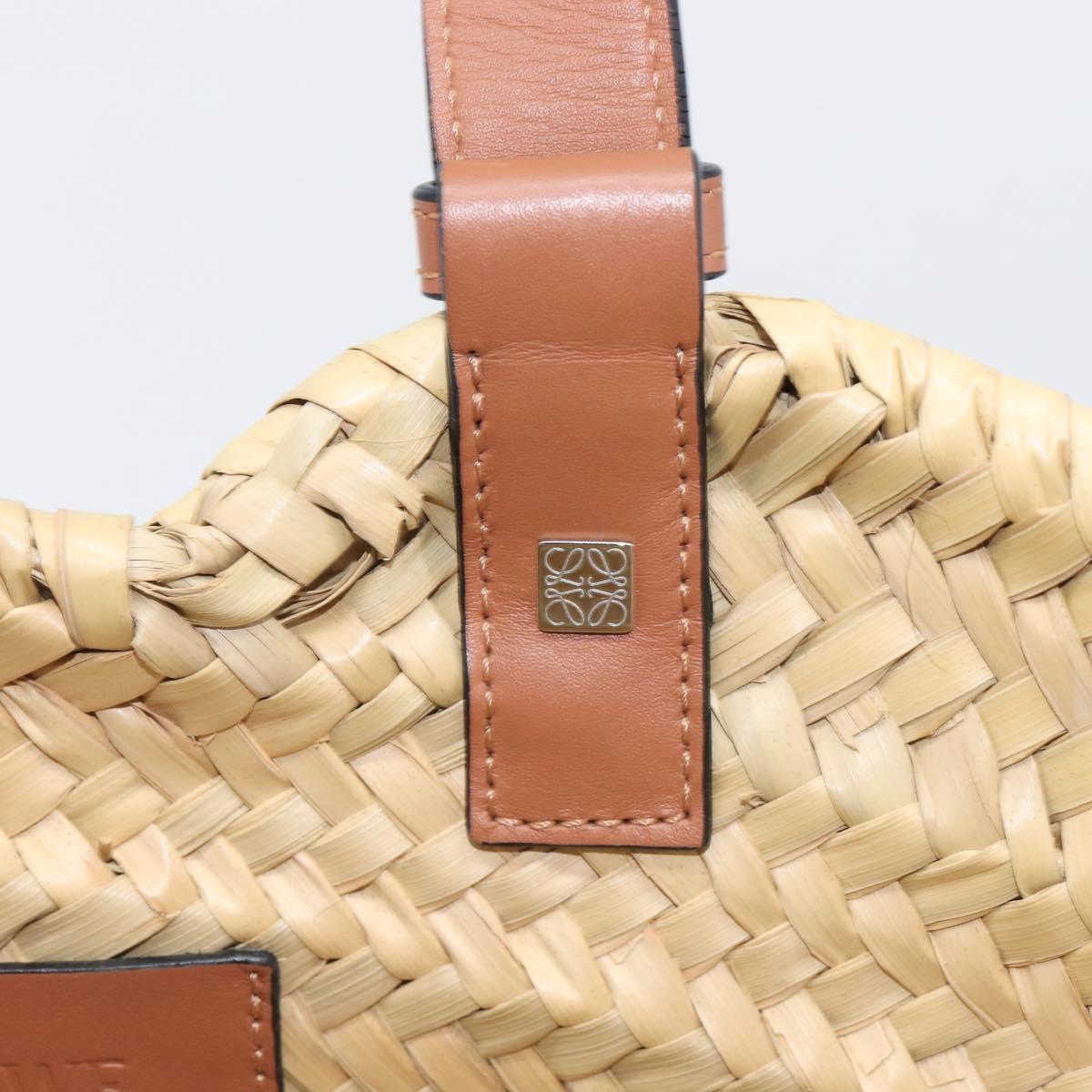 LOEWE Ghibli Soot Sprites Basket Small Hand Bag Raffia Beige Black Auth SW2904SM