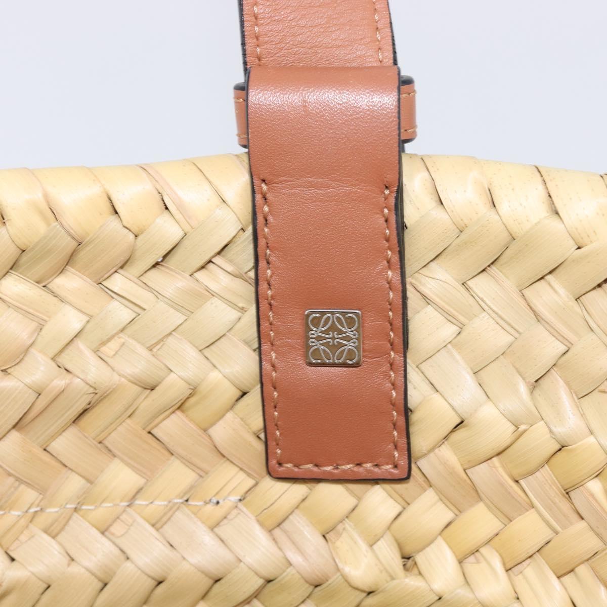 LOEWE Ghibli Soot Sprites Basket Small Hand Bag Raffia Beige Black Auth SW2904SM