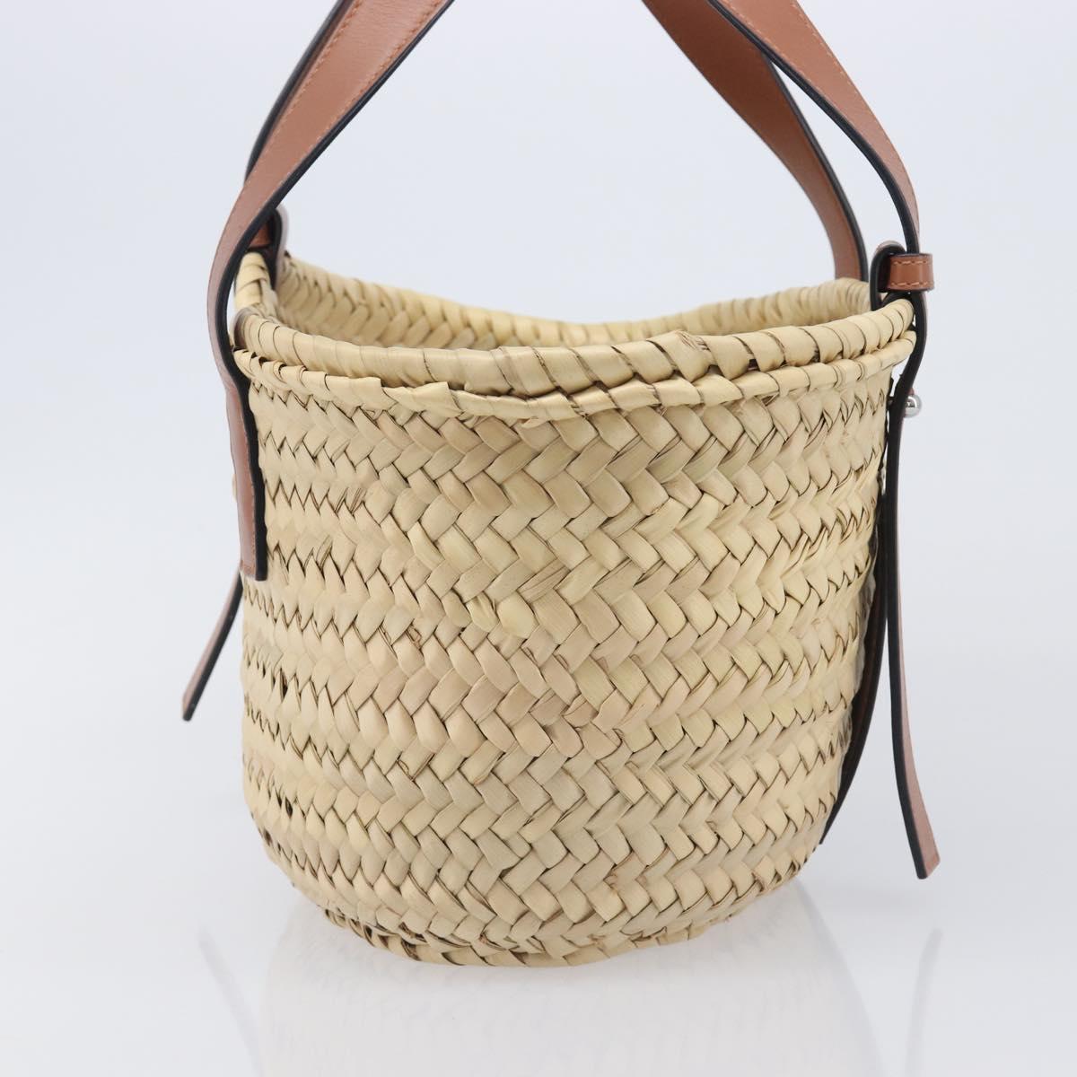 LOEWE Ghibli Soot Sprites Basket Small Hand Bag Raffia Beige Black Auth SW2904SM