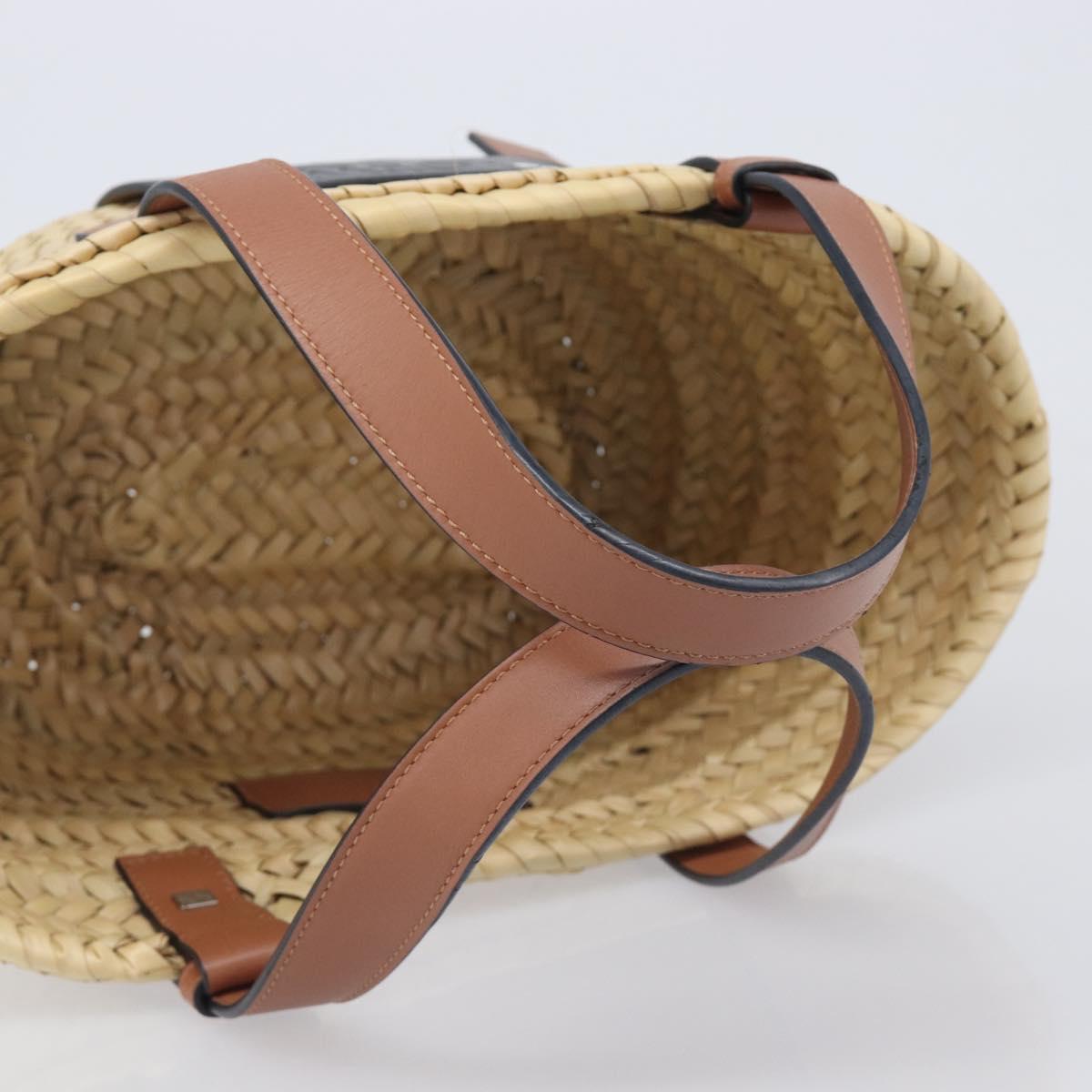 LOEWE Ghibli Soot Sprites Basket Small Hand Bag Raffia Beige Black Auth SW2904SM
