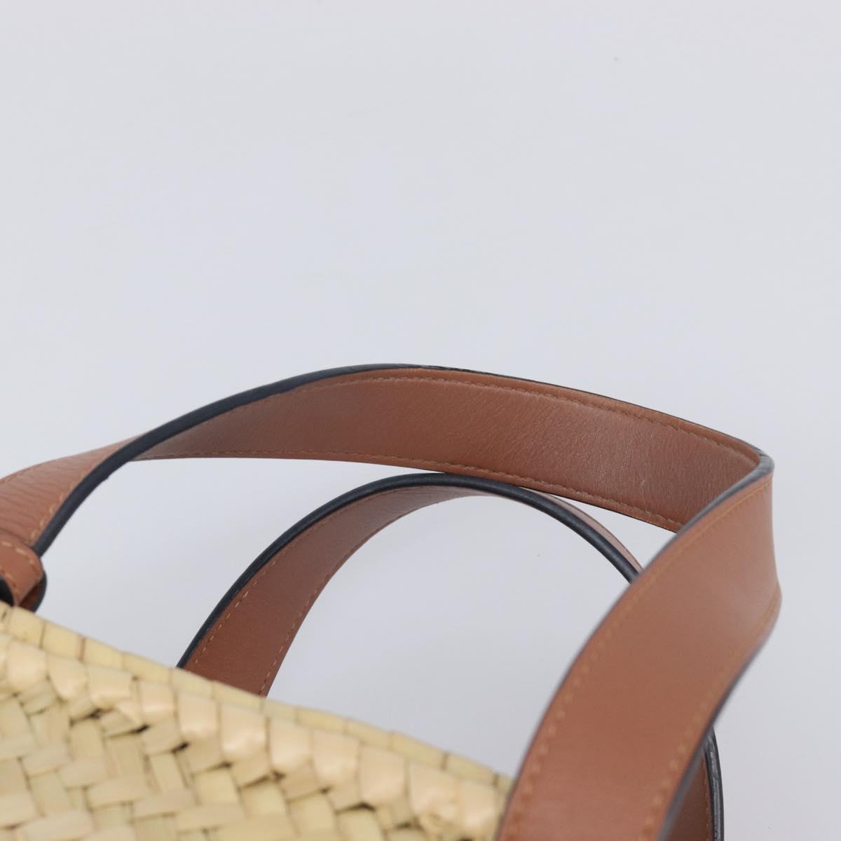 LOEWE Ghibli Soot Sprites Basket Small Hand Bag Raffia Beige Black Auth SW2904SM