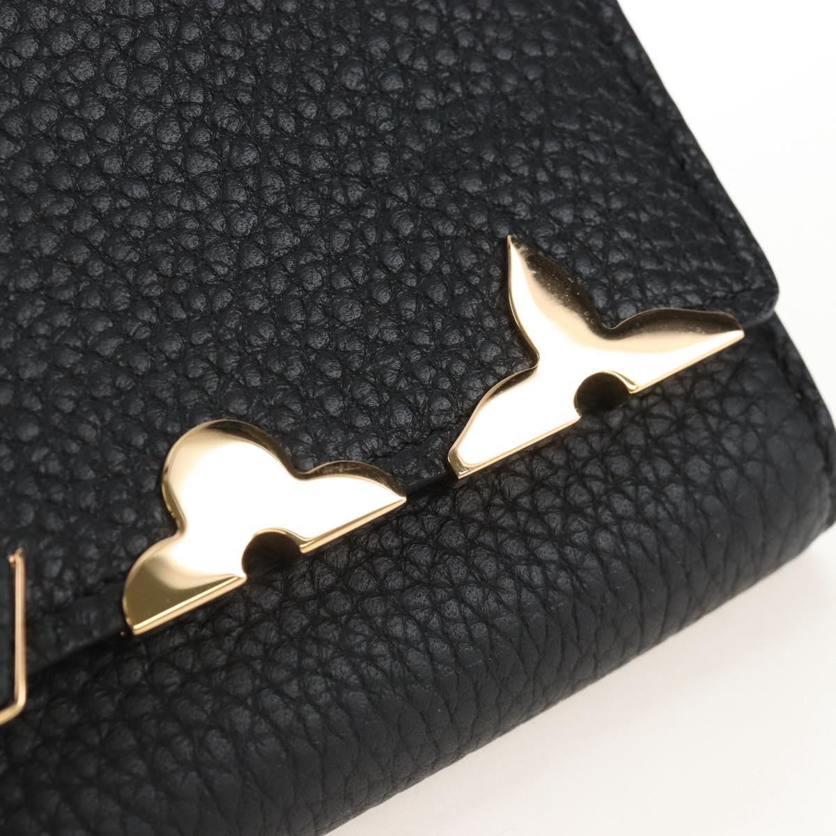 LOUIS VUITTON Portefeuille Capsine Taurillon Black Gold M64551 LV Auth SW2905SAM