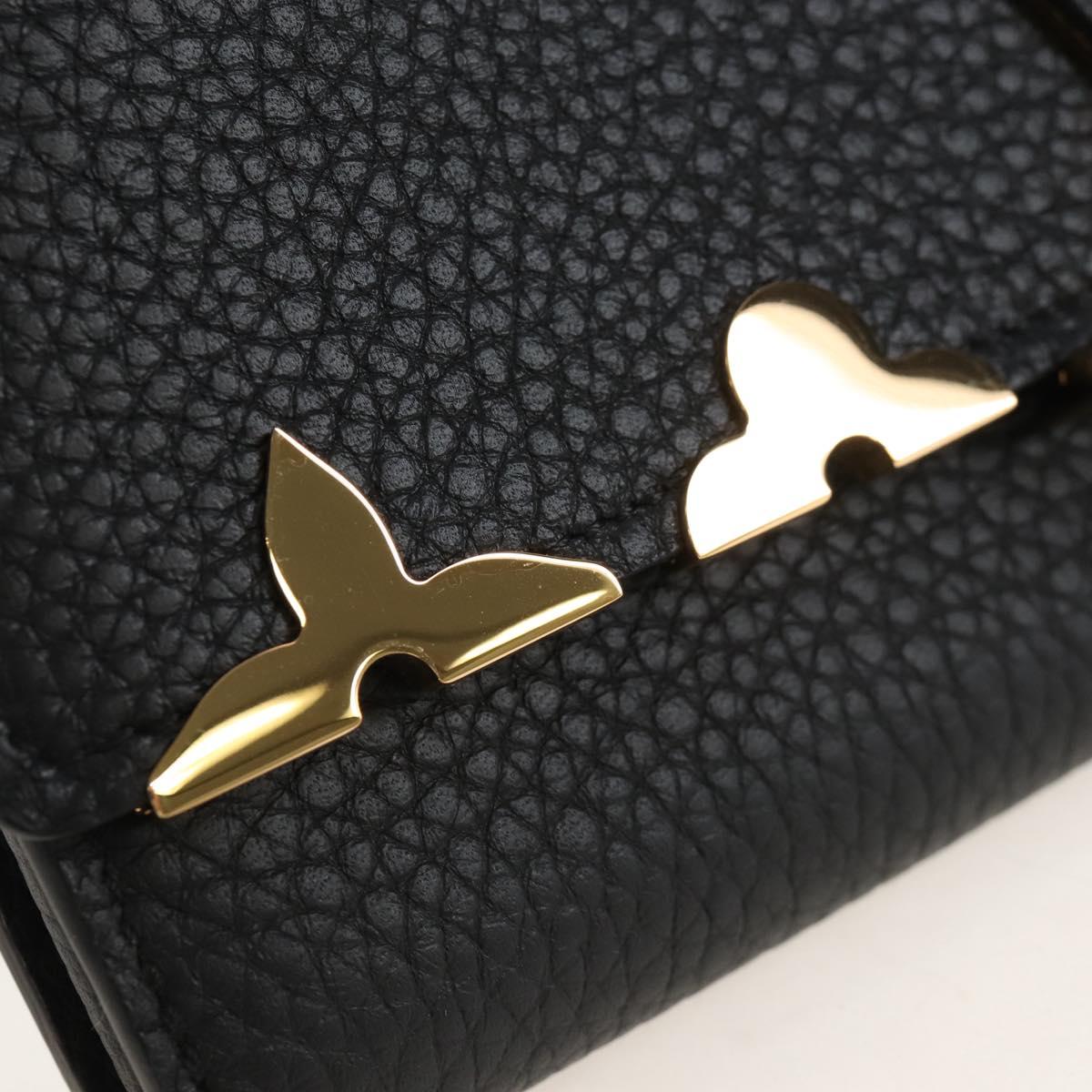 LOUIS VUITTON Portefeuille Capsine Taurillon Black Gold M64551 LV Auth SW2905SAM