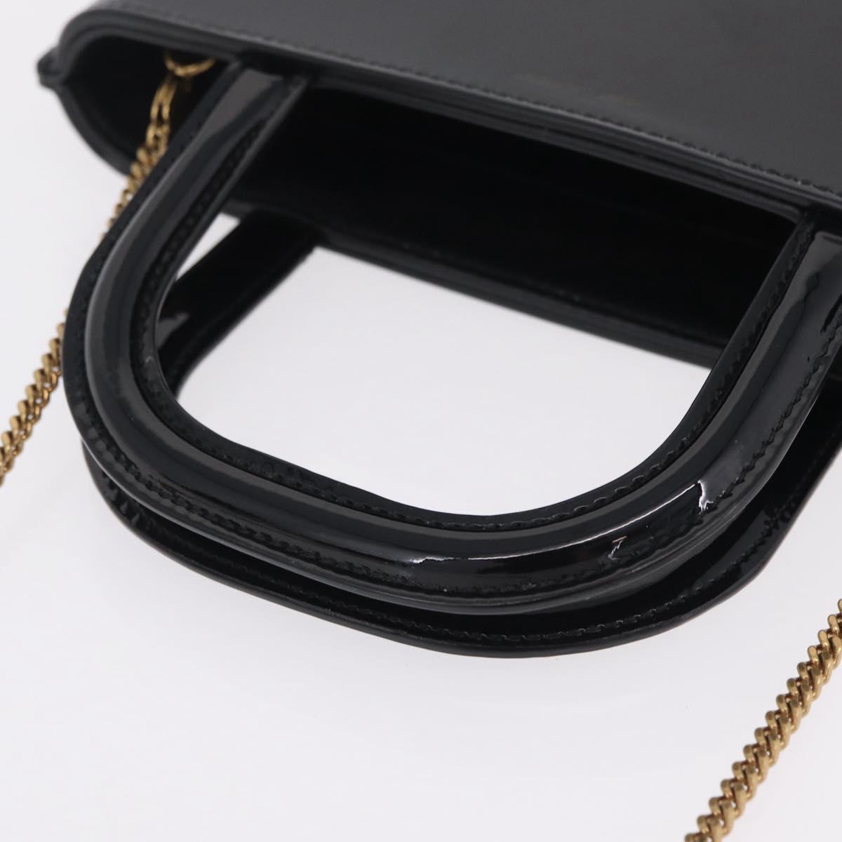 Saint Laurent Hand Bag Patent 2way Black 715201 Auth SW2907M