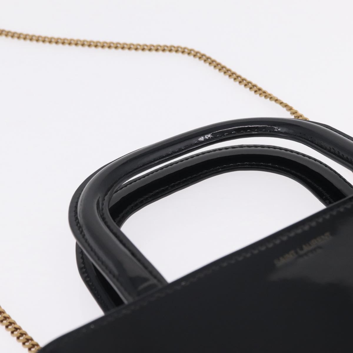 Saint Laurent Hand Bag Patent 2way Black 715201 Auth SW2907M