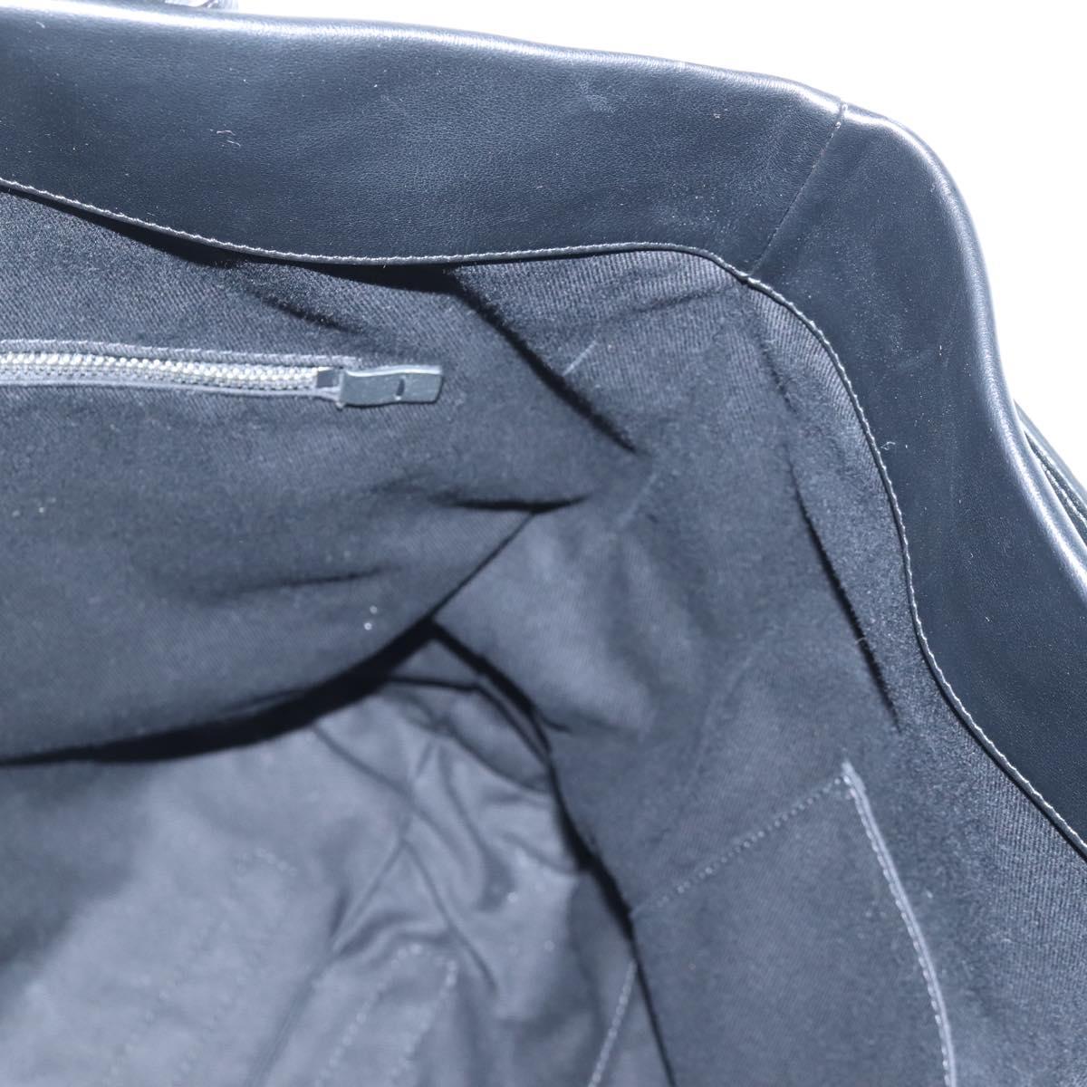 Salvatore Ferragamo Cut Out Tote Bag Leather Black Silver Auth SW2910M