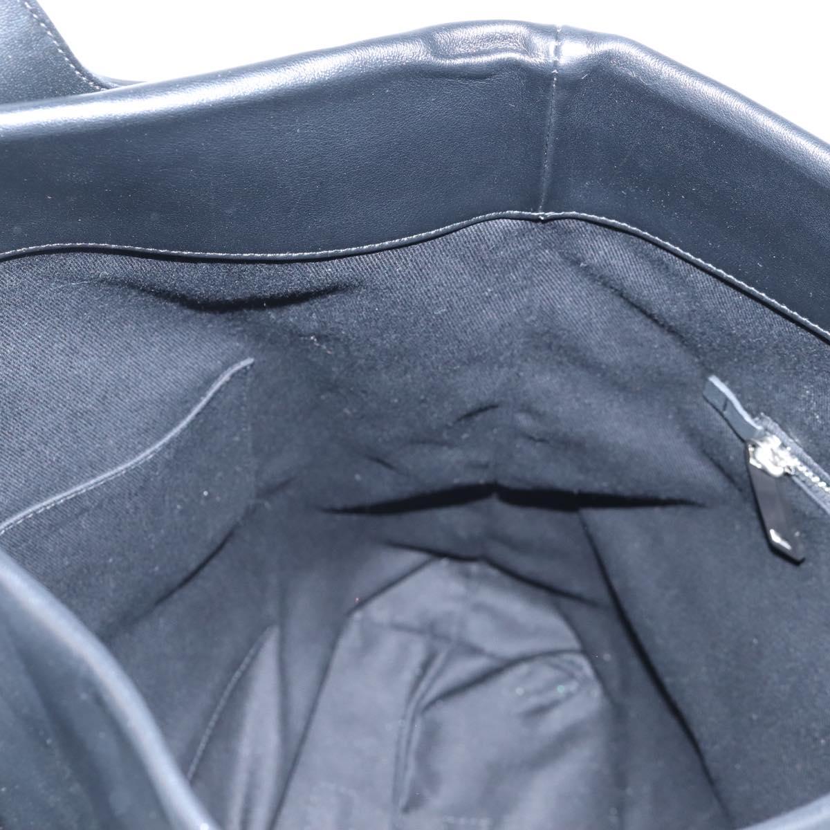 Salvatore Ferragamo Cut Out Tote Bag Leather Black Silver Auth SW2910M