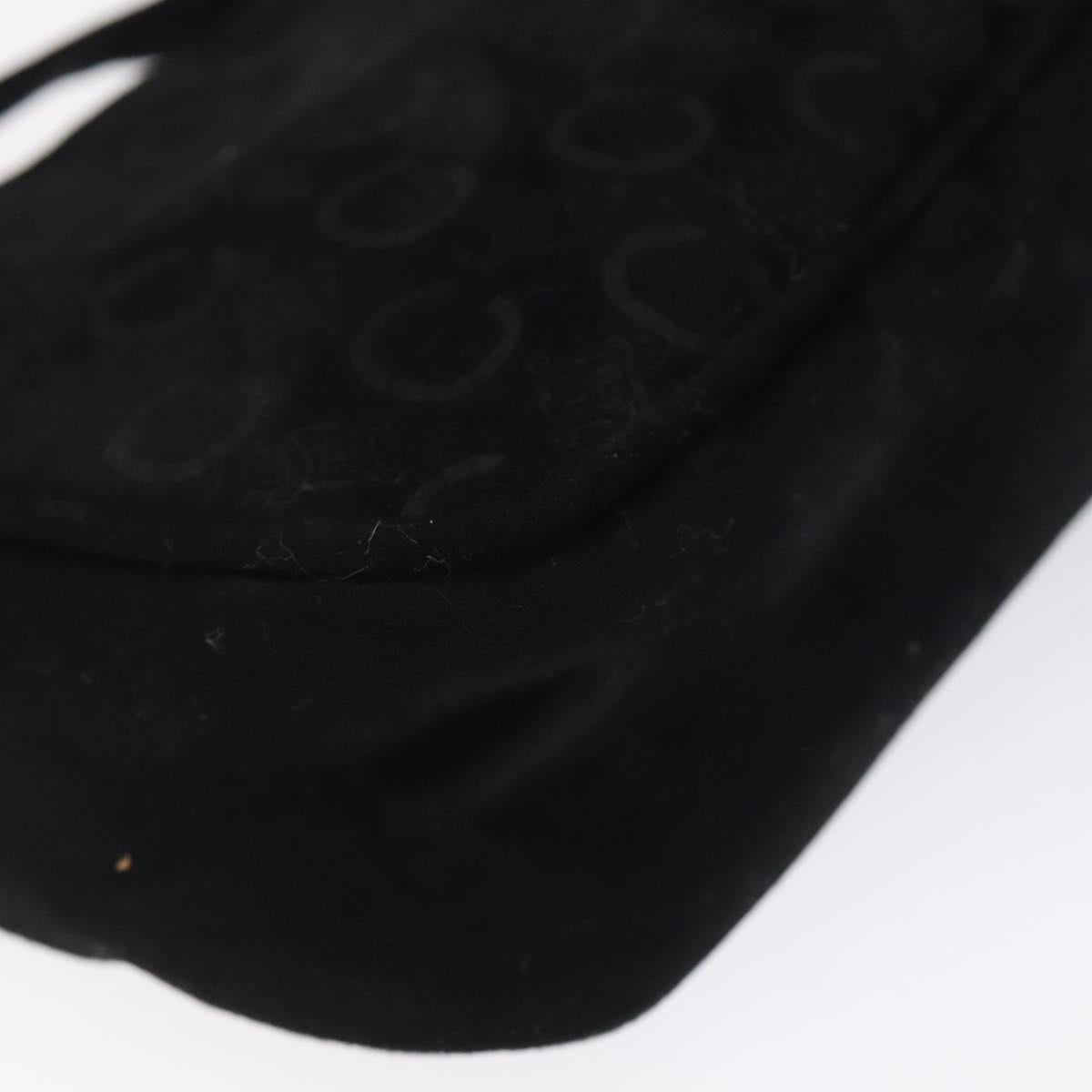 CELINE C Macadam Canvas Hand Bag Suede Black Gold Auth sw301