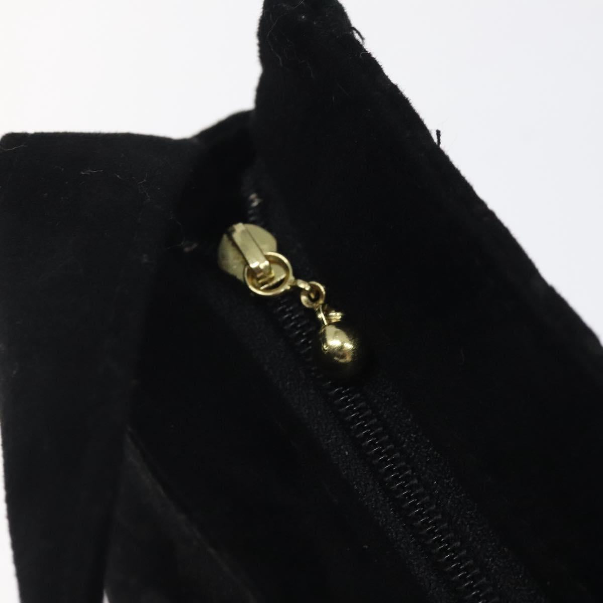 CELINE C Macadam Canvas Hand Bag Suede Black Gold Auth sw301