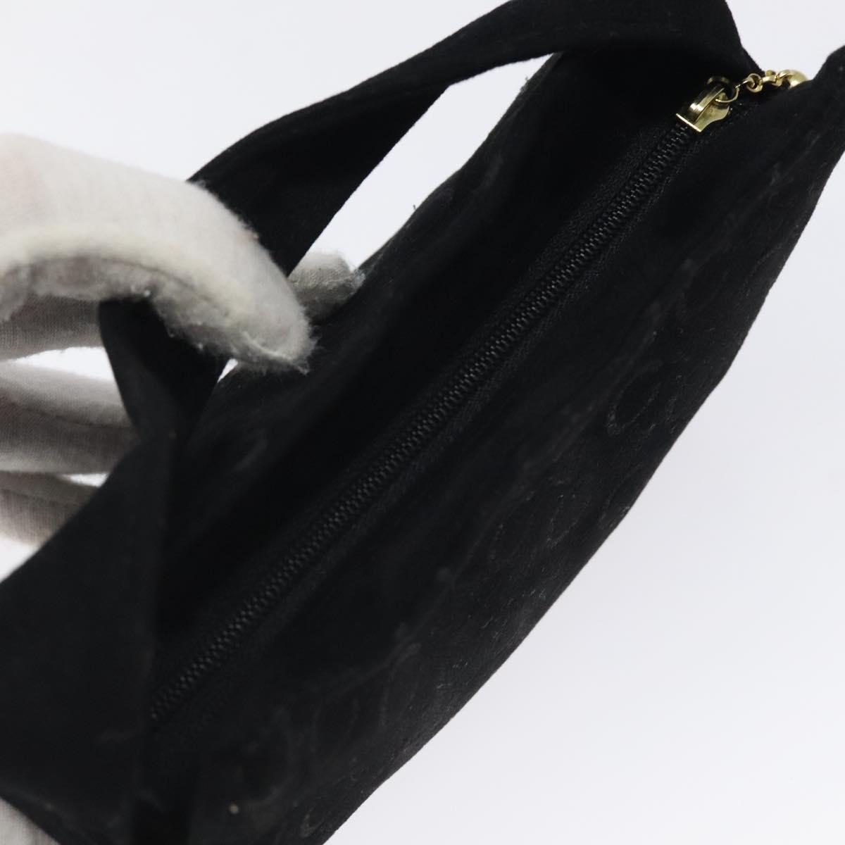 CELINE C Macadam Canvas Hand Bag Suede Black Gold Auth sw301