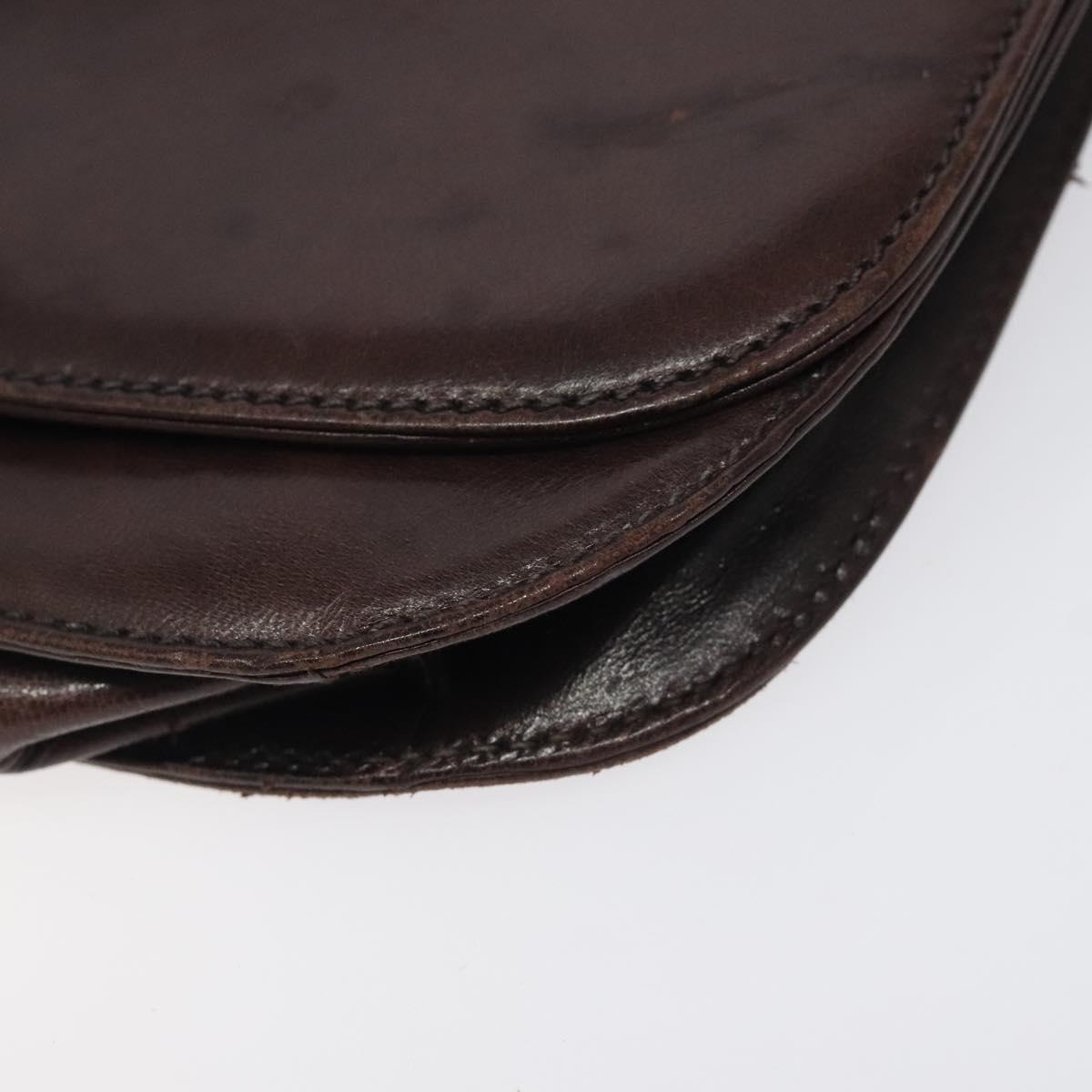 PRADA Chain Shoulder Bag Leather plastic Brown Silver Auth sw306