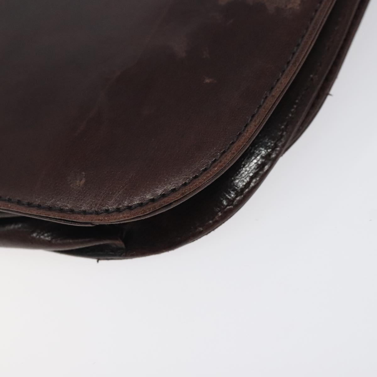 PRADA Chain Shoulder Bag Leather plastic Brown Silver Auth sw306