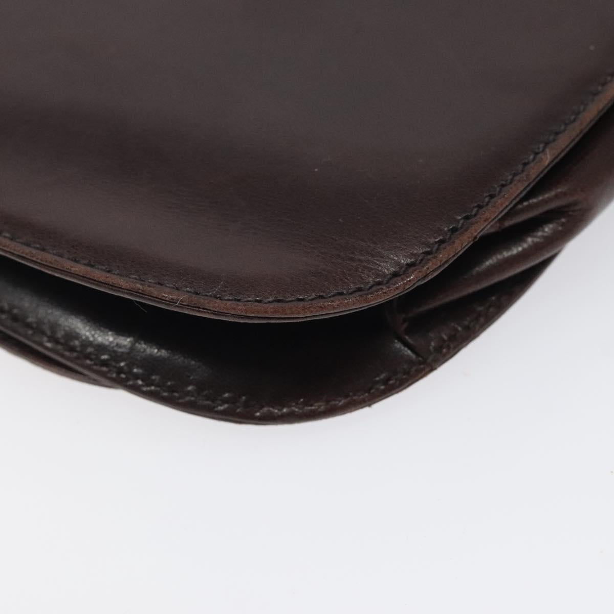 PRADA Chain Shoulder Bag Leather plastic Brown Silver Auth sw306