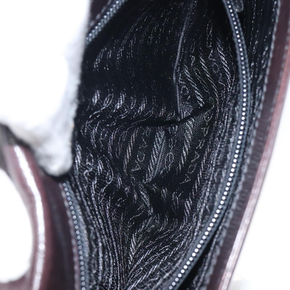 PRADA Chain Shoulder Bag Leather plastic Brown Silver Auth sw306