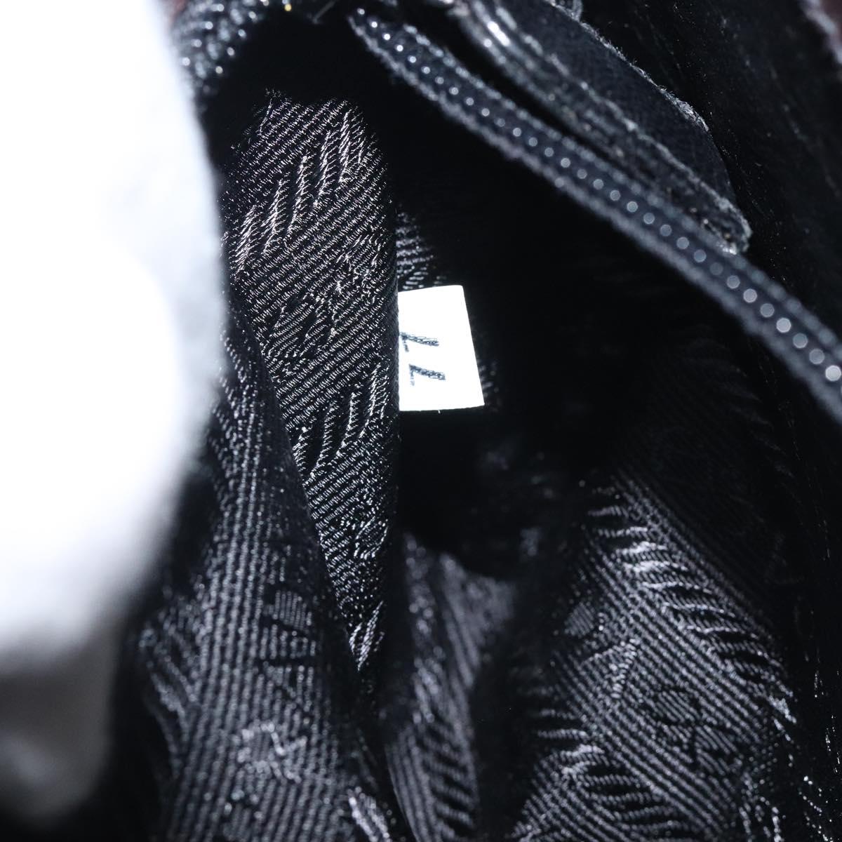 PRADA Chain Shoulder Bag Leather plastic Brown Silver Auth sw306