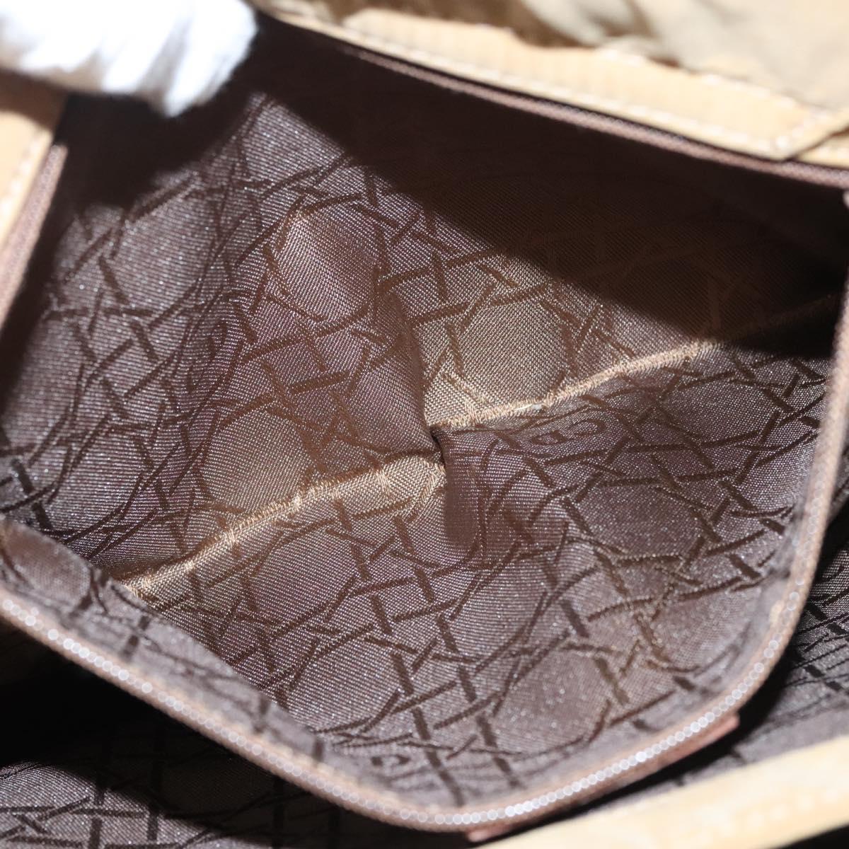 Christian Dior Lady Dior Hand Bag Nylon Plastic Beige Silver Auth sw312