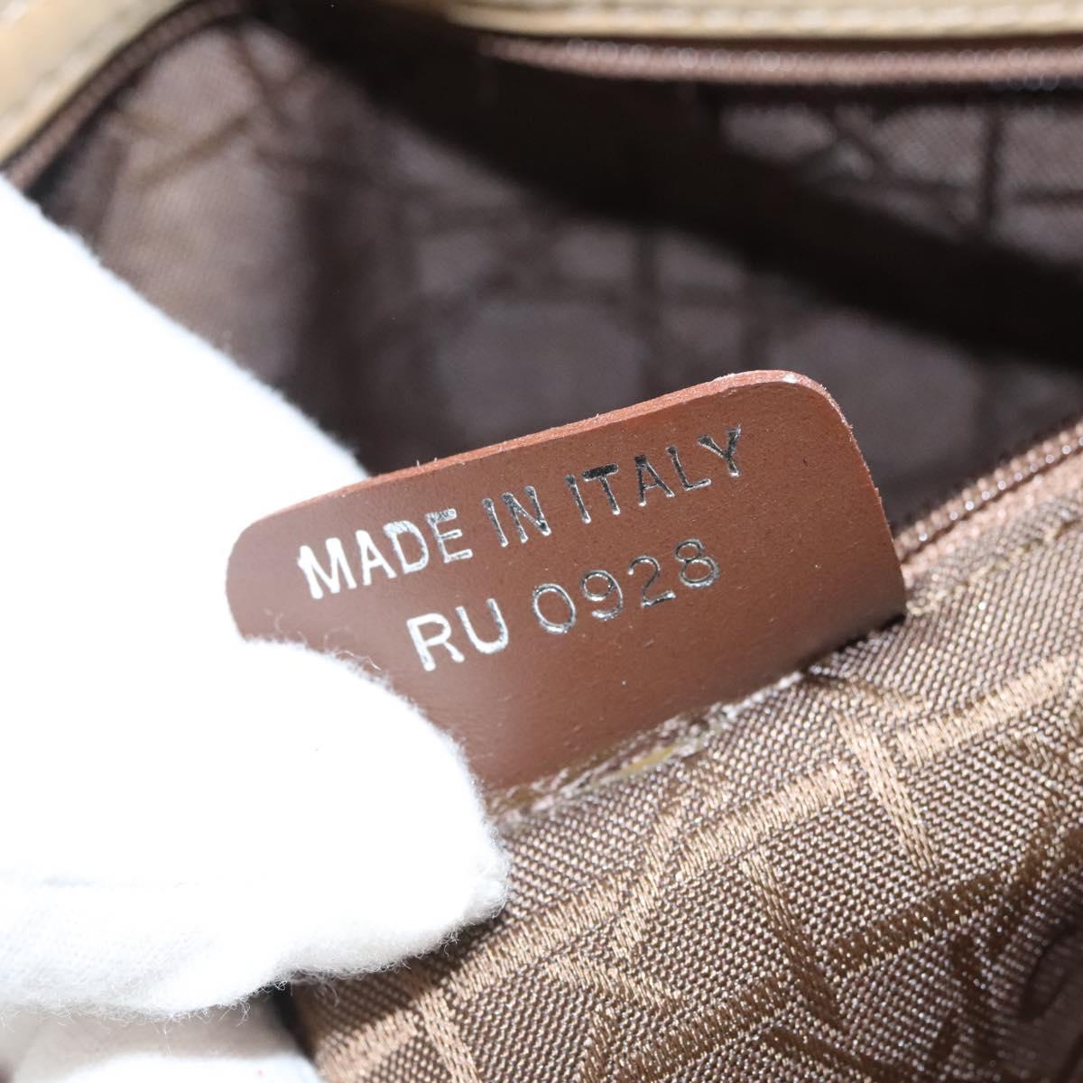 Christian Dior Lady Dior Hand Bag Nylon Plastic Beige Silver Auth sw312