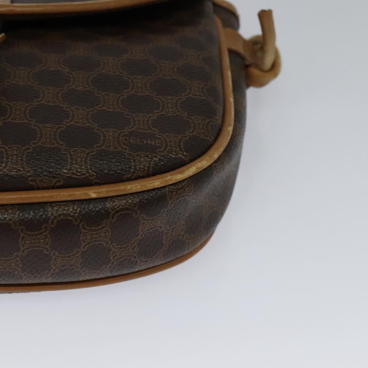 CELINE Macadam Canvas Shoulder Bag PVC Leather Brown Gold Auth sw330