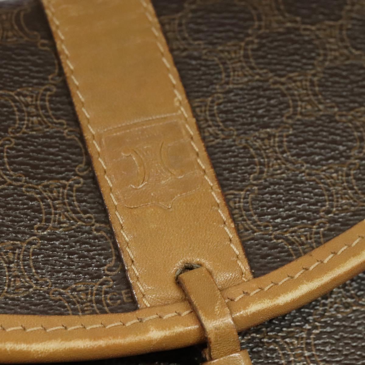 CELINE Macadam Canvas Shoulder Bag PVC Leather Brown Gold Auth sw330