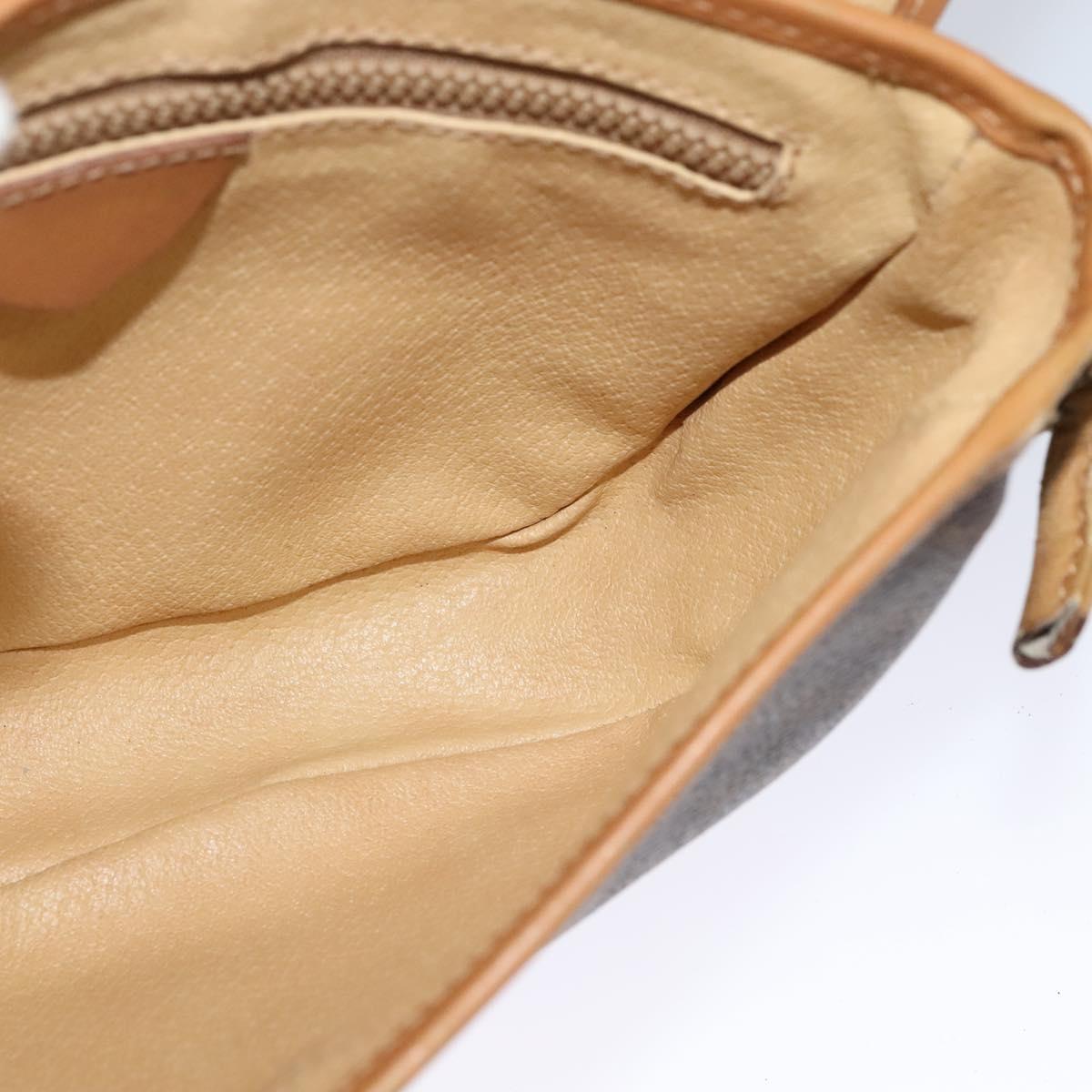 CELINE Macadam Canvas Shoulder Bag PVC Leather Brown Gold Auth sw330