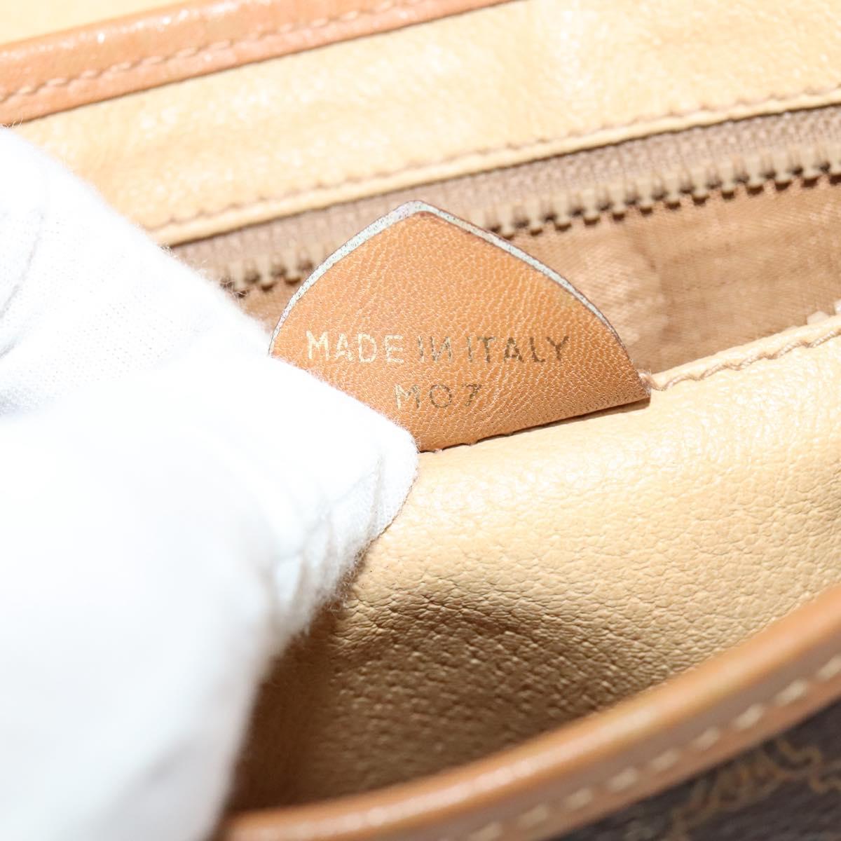 CELINE Macadam Canvas Shoulder Bag PVC Leather Brown Gold Auth sw330