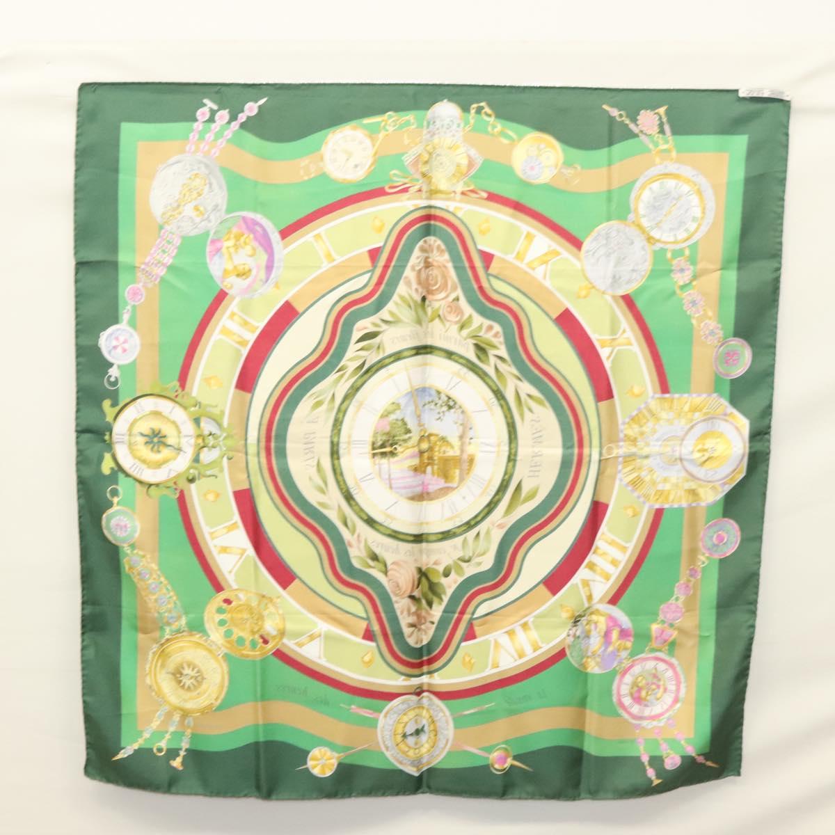 HERMES Carre 90 Scarf ""Parmi les fleurs je compte les heures"" Silk Auth sw335