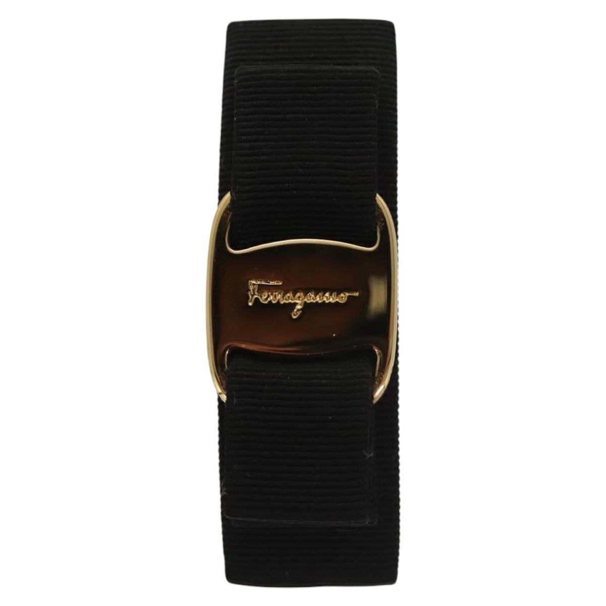 Salvatore Ferragamo Valletta Cotton 2Set Black Gold Auth sw374
