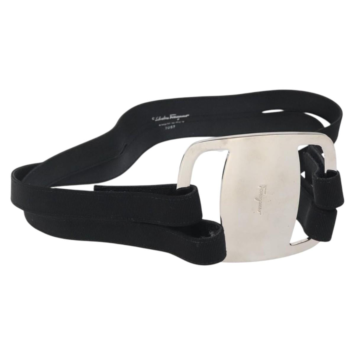 Salvatore Ferragamo Vala Belt Canvas 28.7"" Black Auth sw378