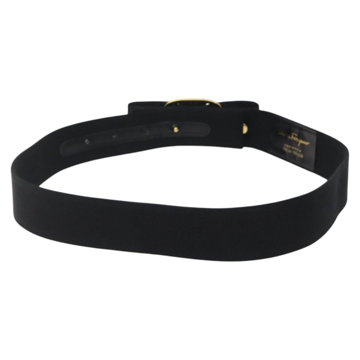 Salvatore Ferragamo Vala Belt Canvas 37.4"" Black Auth sw379
