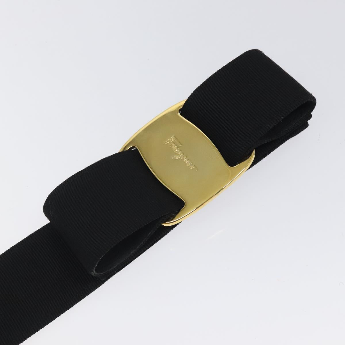 Salvatore Ferragamo Vala Belt Canvas 37.4"" Black Auth sw379