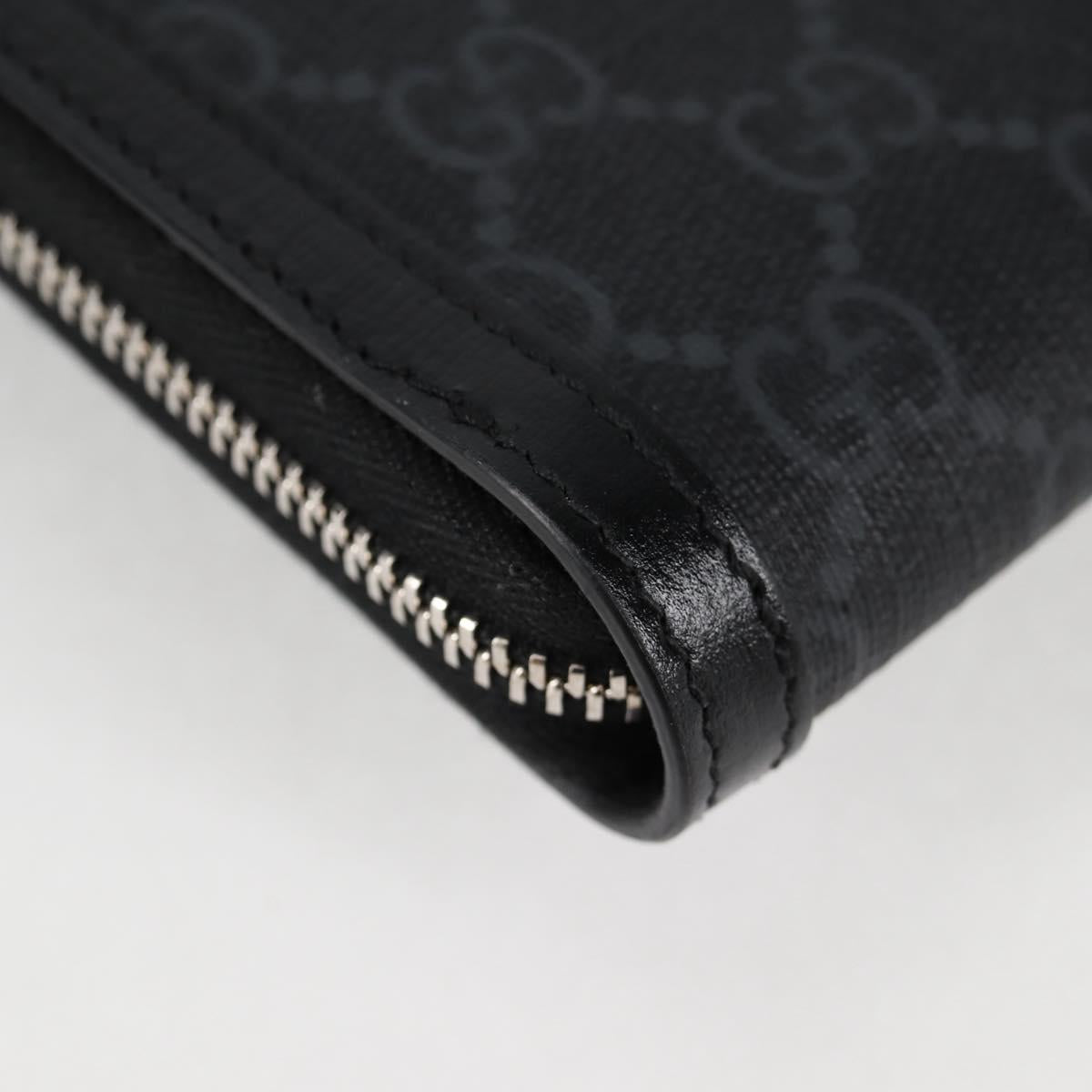 GUCCI GG Supreme Phone Holder Shoulder Bag PVC Black Silver 724357 Auth sw385AM