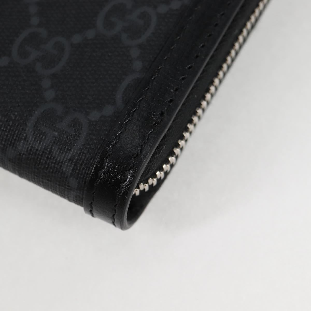 GUCCI GG Supreme Phone Holder Shoulder Bag PVC Black Silver 724357 Auth sw385M