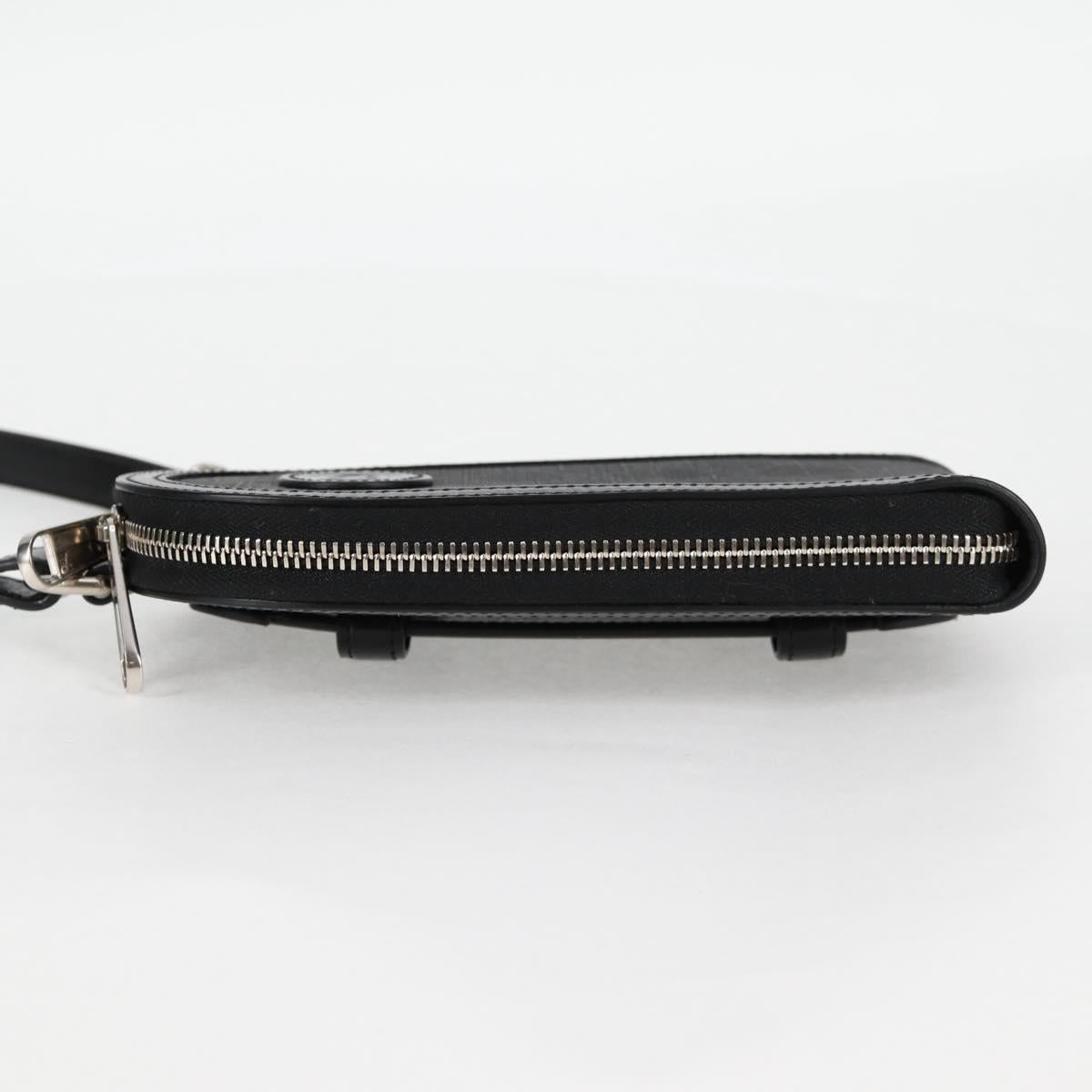 GUCCI GG Supreme Phone Holder Shoulder Bag PVC Black Silver 724357 Auth sw385M