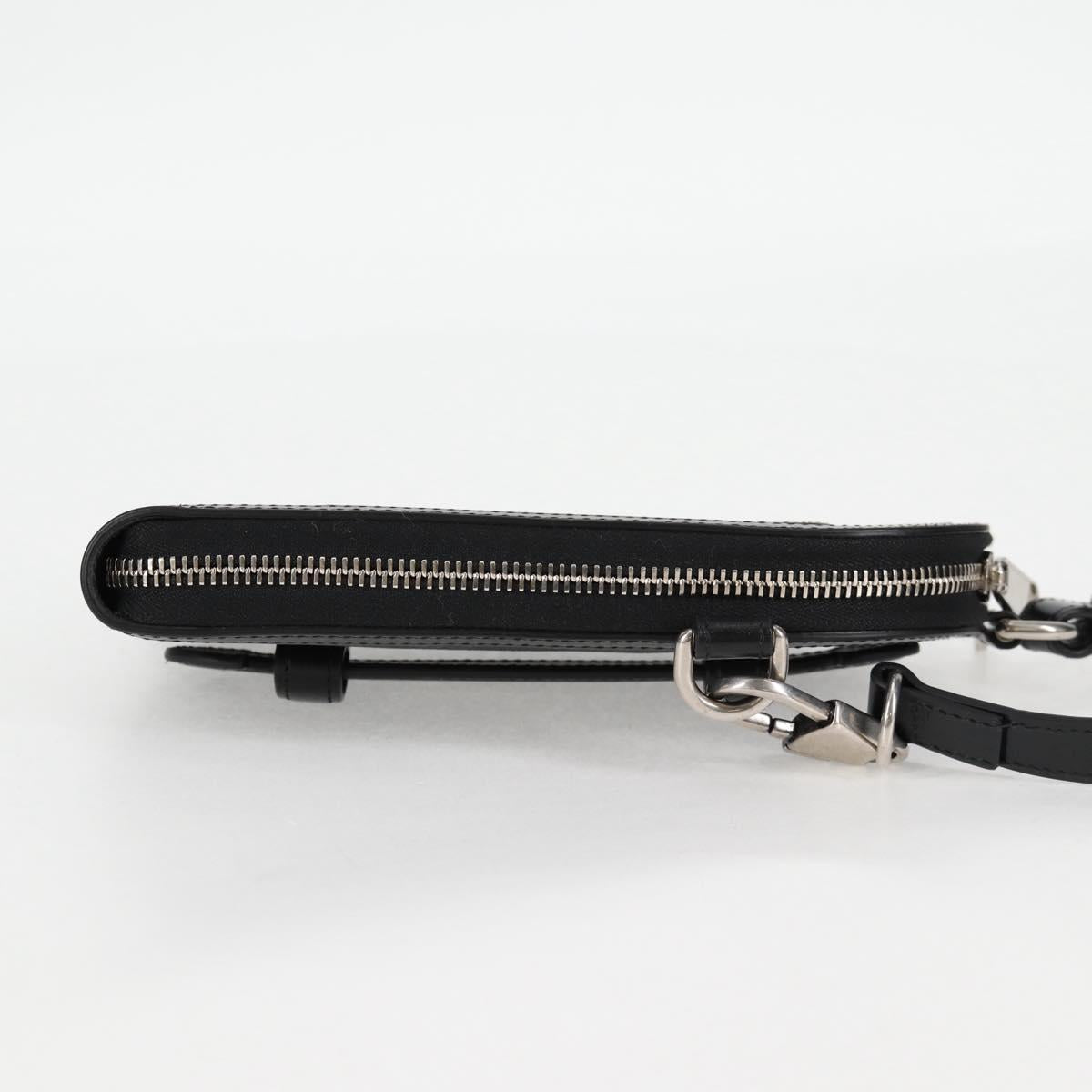 GUCCI GG Supreme Phone Holder Shoulder Bag PVC Black Silver 724357 Auth sw385M