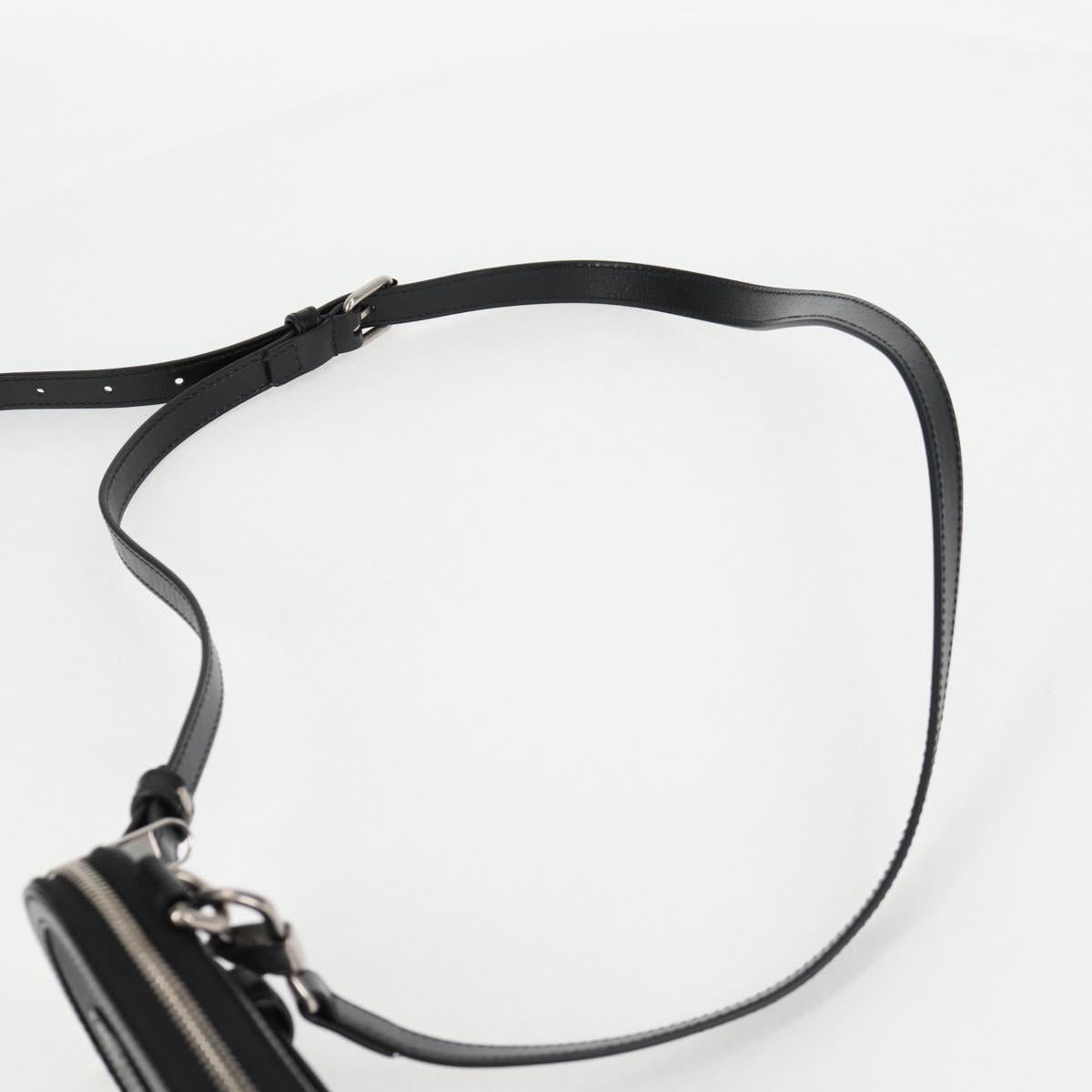 GUCCI GG Supreme Phone Holder Shoulder Bag PVC Black Silver 724357 Auth sw385M