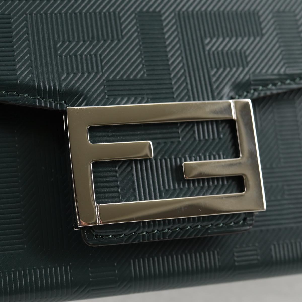 FENDI Zucca Canvas Baguette Soft Trunk Hand Bag Leather 2way Green Auth sw386AM