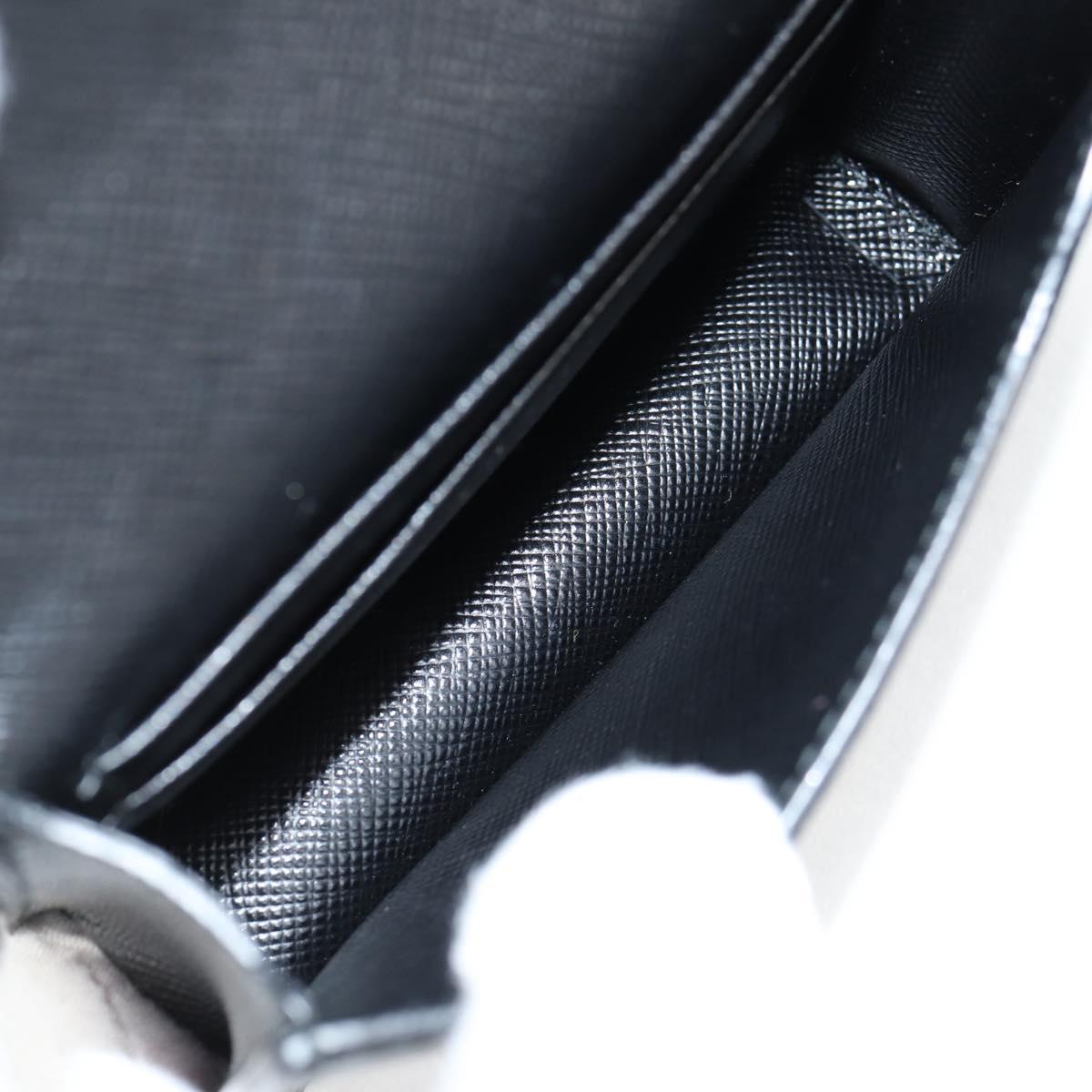 PRADA Chain Card Case Safiano leather Black Auth sw390AM