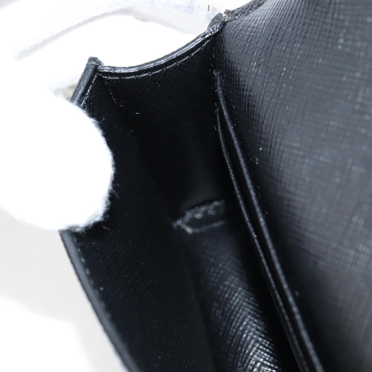 PRADA Chain Card Case Safiano leather Black Auth sw390AM